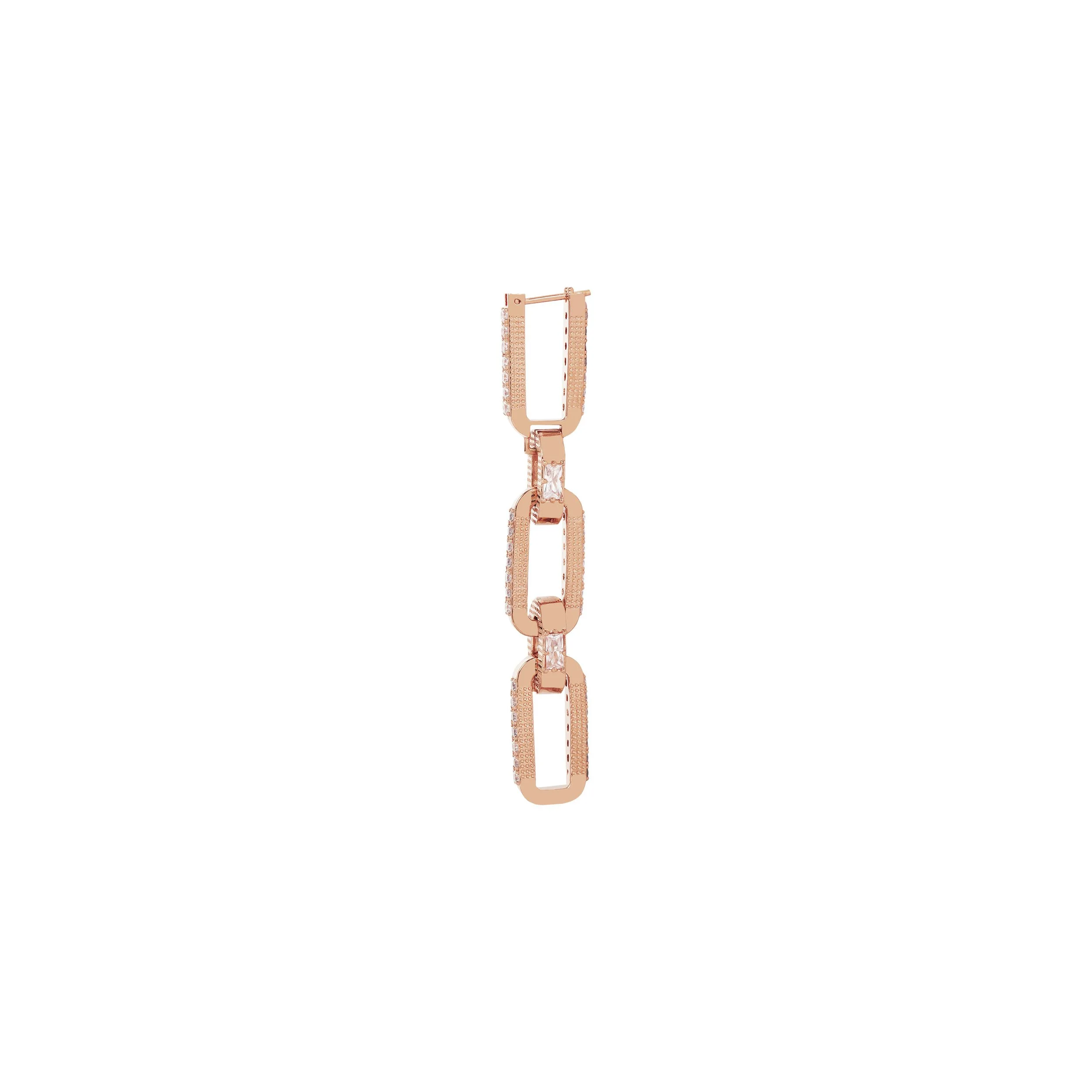 Rose Gold Plated Chain Reaction CZ Earrings (18 Gauge)