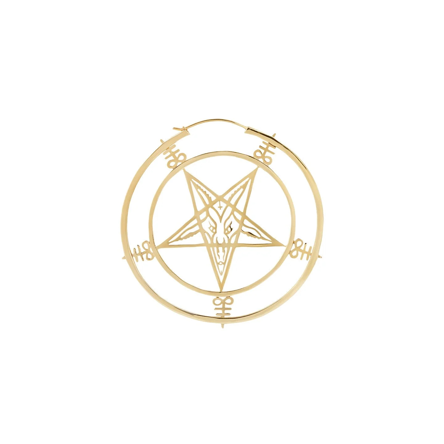 Gold Plated LaVey Pentagram Hoops (16 Gauge)