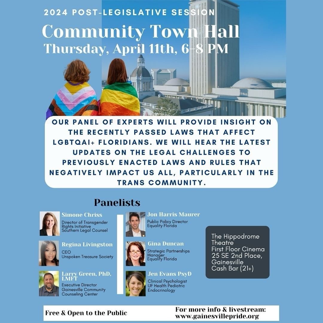 SLC&rsquo;s @simonechriss will be speaking at this event. It is free and open to the public to attend. 

The Pride Community Center of North Central Florida (gainesvillepride.org), Equality Florida (eqfl.org) and other local LGBTQ+/allied organizatio