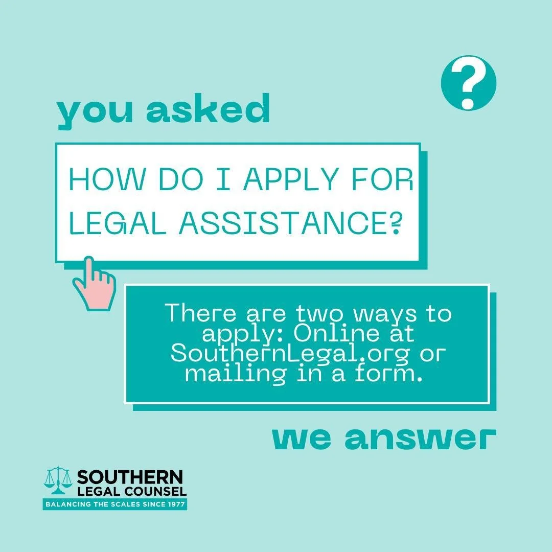 #FridayFAQ: HOW DO I APPLY FOR LEGAL ASSISTANCE? 

You can apply online here (live link in bio): https://bit.ly/3IHAQl4 

You can print and mail this application to our office (live link in bio): https://bit.ly/3neuuCU 
#faq #qanda #legalquestions #l