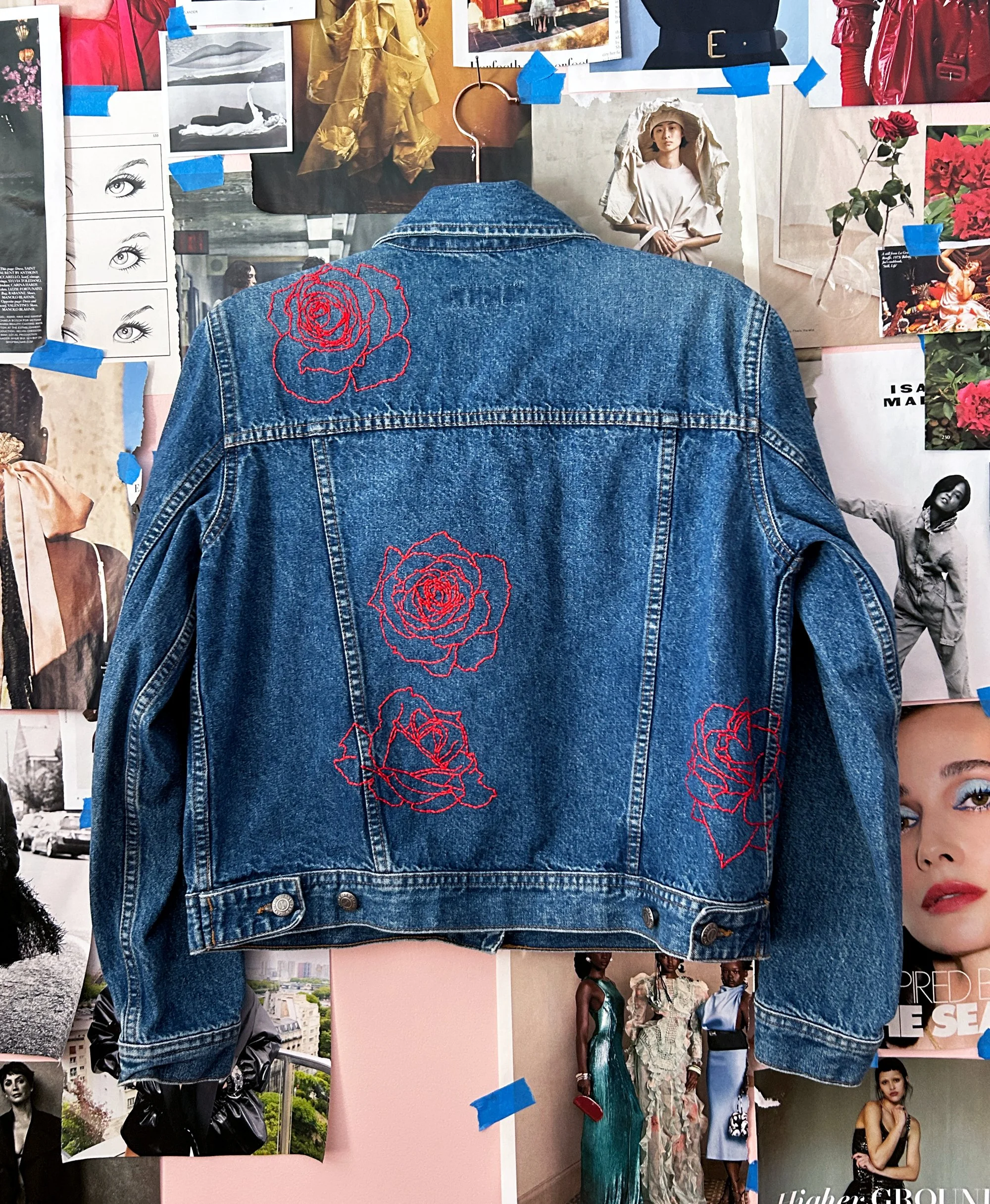 Red Roses Denim Jacket