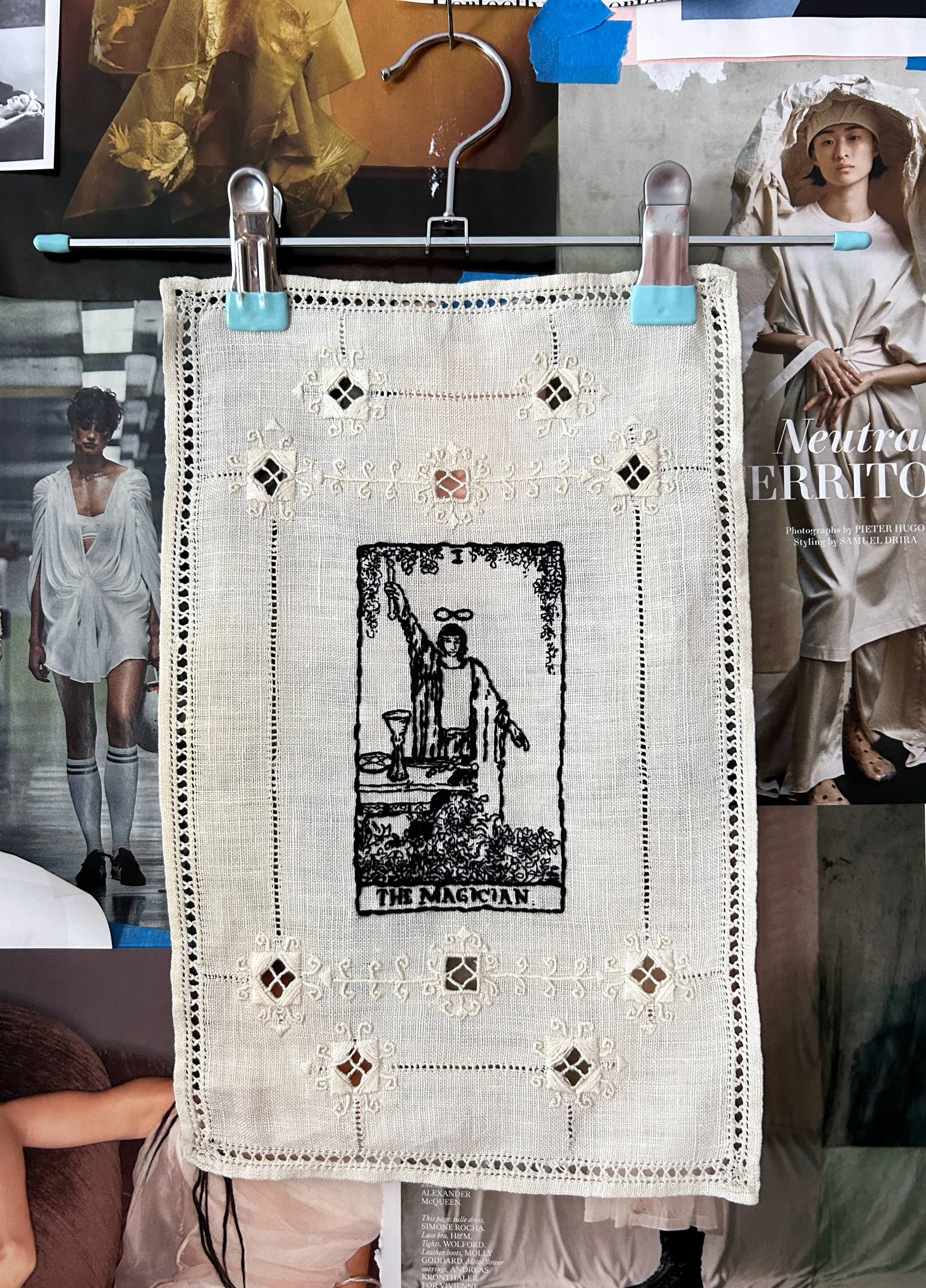 The Magician Tarot Embroidered Linen