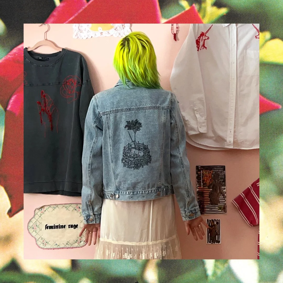 Unicorn In Captivity Embroidered Denim Jacket