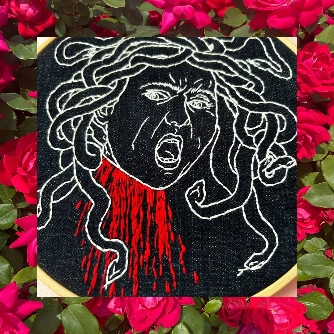 Medusa Embroidered Hoop Art