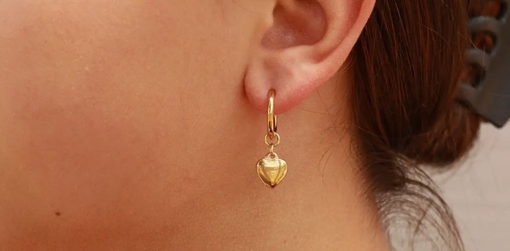 Gold Heart Hoop Earrings