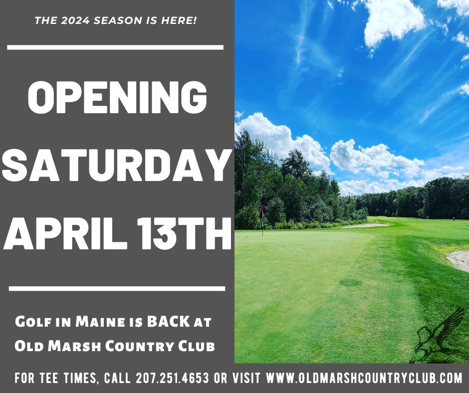 THIS SATURDAY! Golf is BACK at Old Marsh Country Club! Saturday &amp; Sunday we'll be walking only on the front 9 holes while the back nine dries out a bit. Monday we'll be going full 18!  Get your tee times TODAY at www.OldMarshCountryClub.com!

#su
