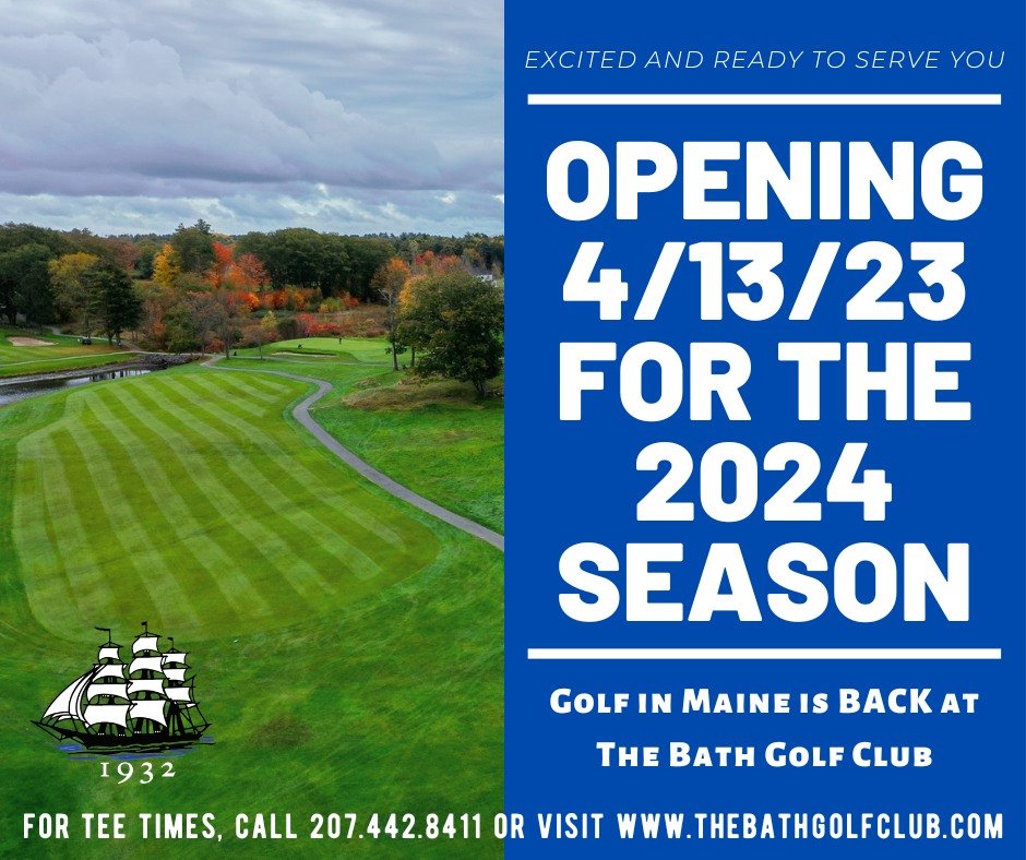 The time is finally here!  Opening SATURDAY at 8a!  Get your tee times at www.TheBathGolfClub.com today!!

#mainegolf #shipcity #2024ishere
