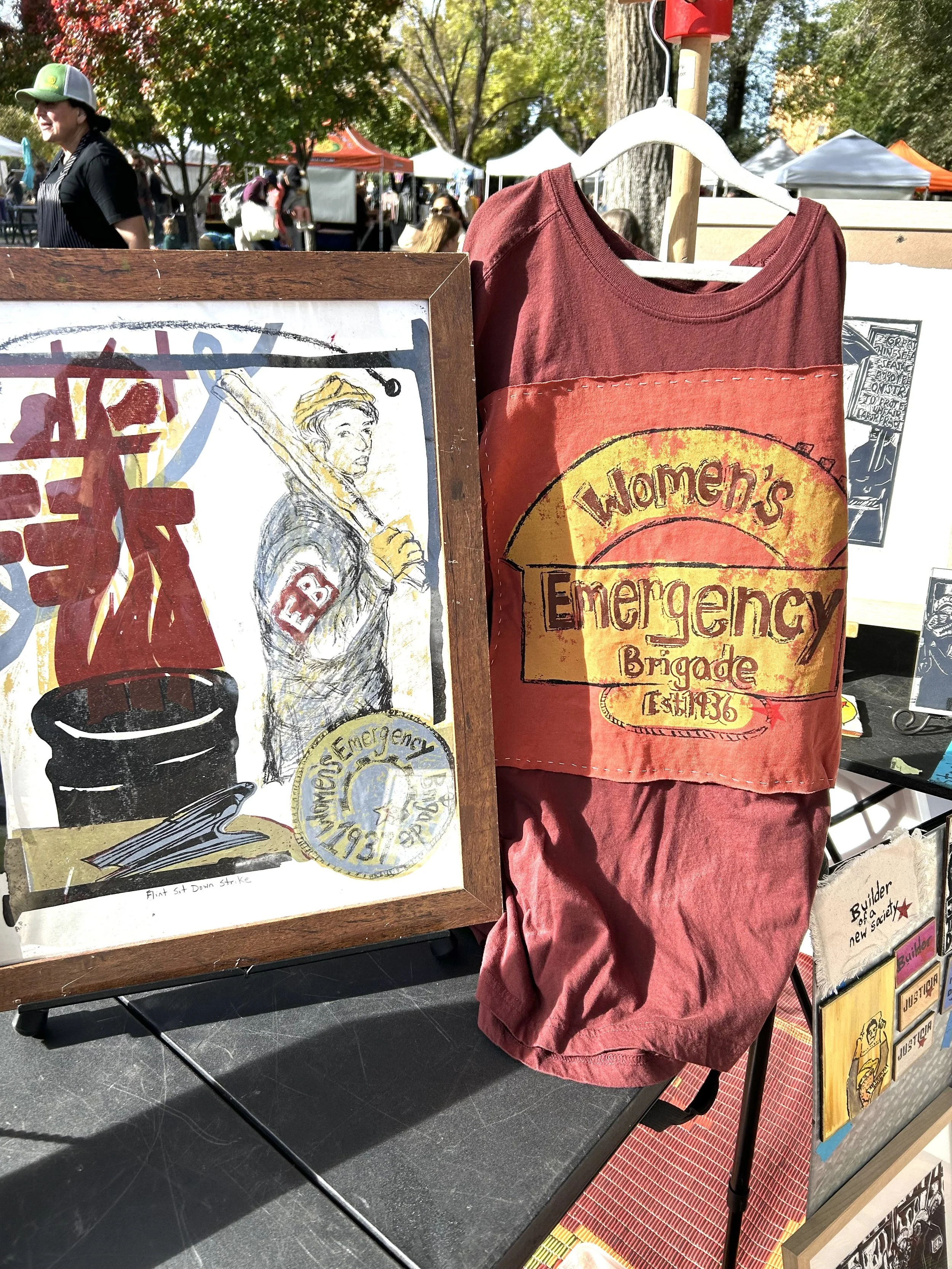 Women's Emergency Brigade shirt - marroon .jpeg