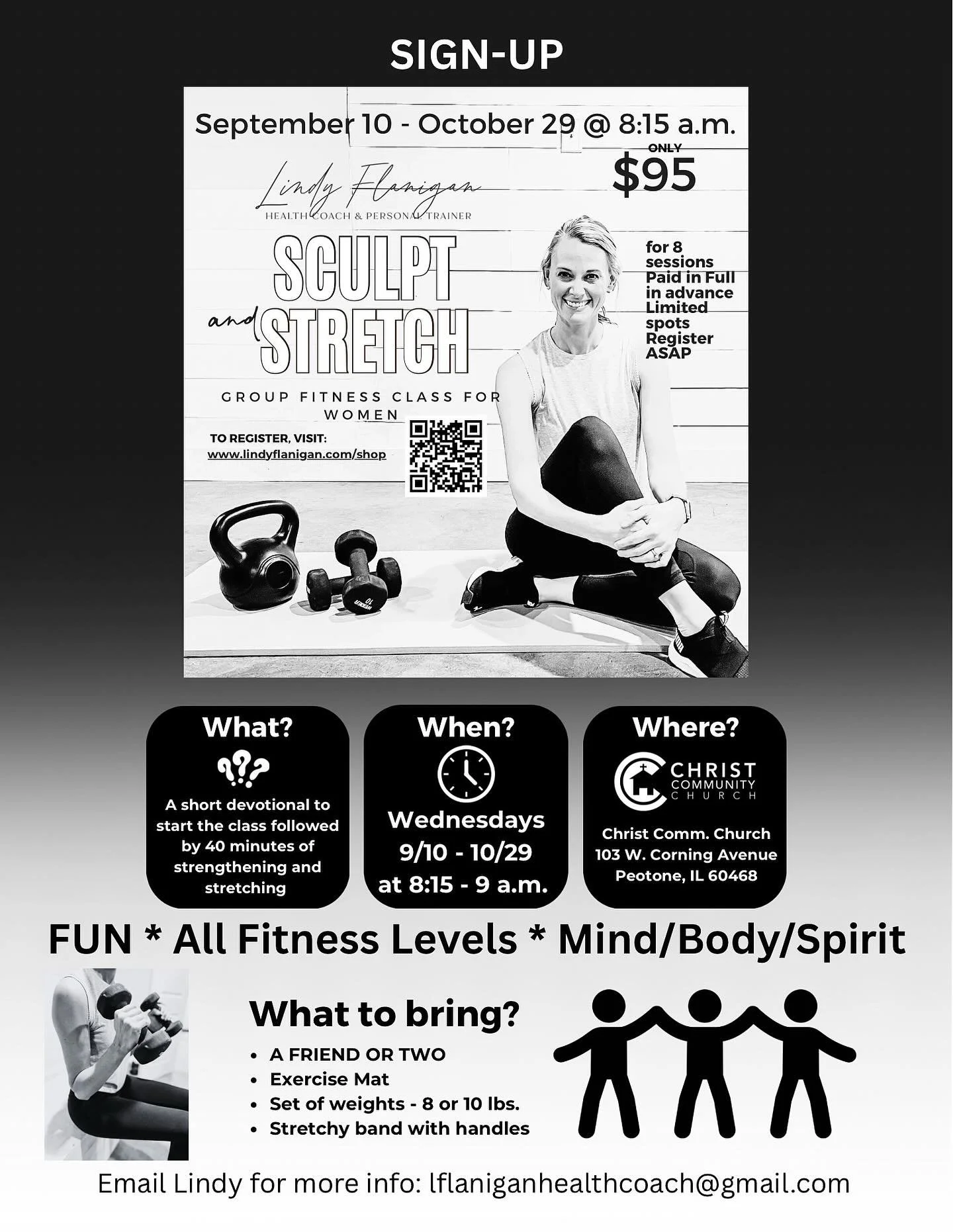 ✨ Ready to feel strong, stretched, and amazing?

My Sculpt &amp; Stretch class is back! 💪🧘&zwj;♀️

📅 Wednesdays | Sept 10 &ndash; Oct 29 | 8:15&ndash;9:00 AM
💵 Only $95 for 8 weeks (just $11.80 a class!)
⚡ Only 15 spots &mdash; they&rsquo;ll go F