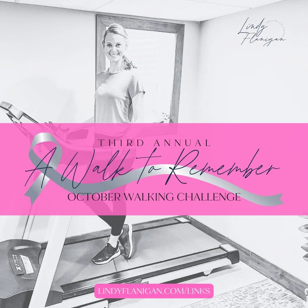 A Walk to Remember: October Walking Challenge 💕 60 miles in 31 days! 

Here's what you get:
- Mile tracking sheet 🏃&zwj;♀️

- Community of amazing people doing this together and cheering each other on 📣

- Chance to WIN the BIG giveaway (fitness b