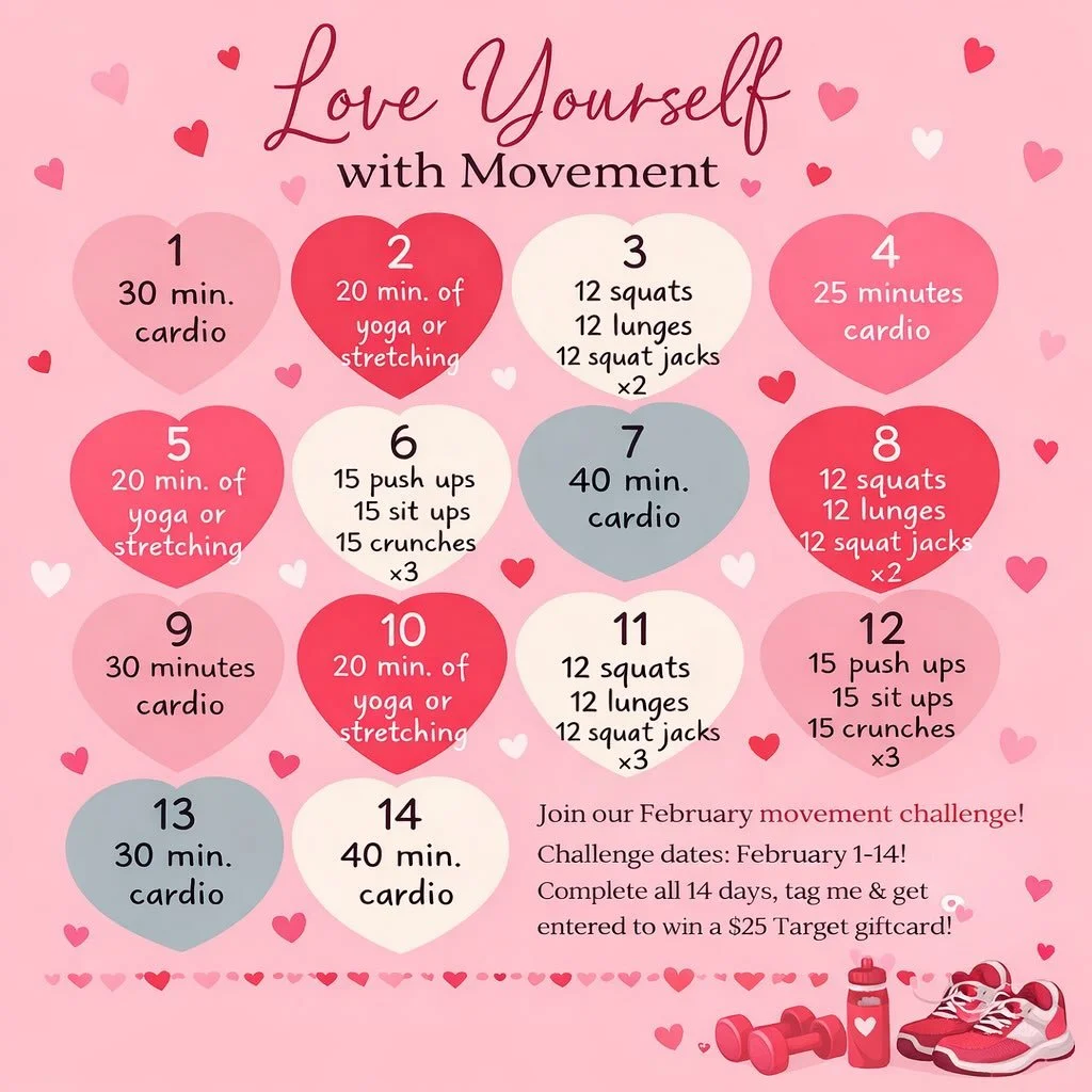 💖 A FREE Lindy Flanigan Health Coaching Challenge 💖

This February, we&rsquo;re focusing on loving ourselves through movement.  Nothing fancy. No pressure. Just intentional, feel-good movement your body will truly thank you for.

✨ The details:
📅 