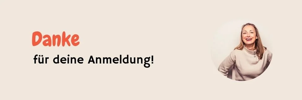 Dankeschön-Bild mit Frauenbild und Text auf Deutsch.