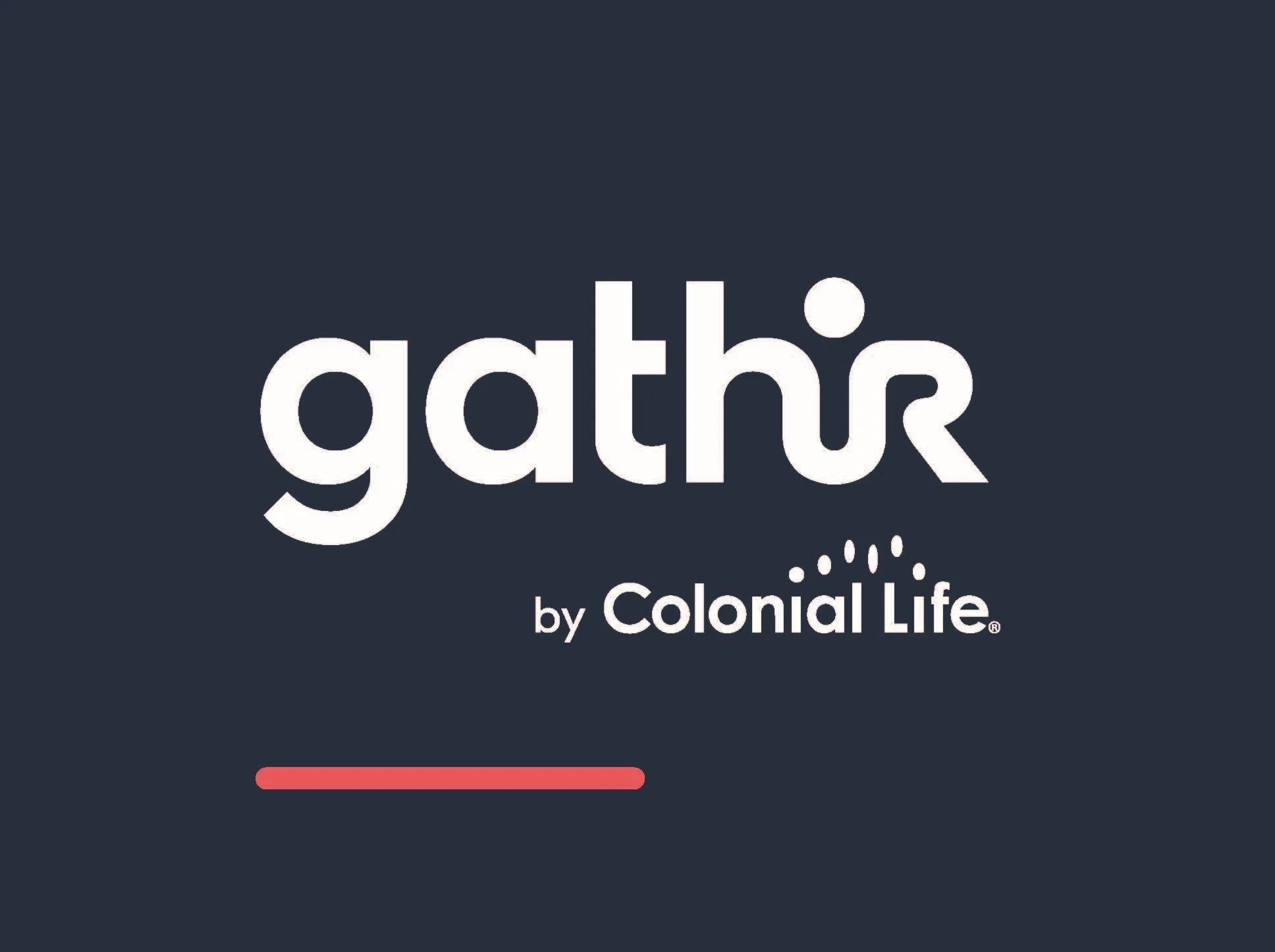 Gathr logo by Colonial Life on a dark background with a red loading bar.