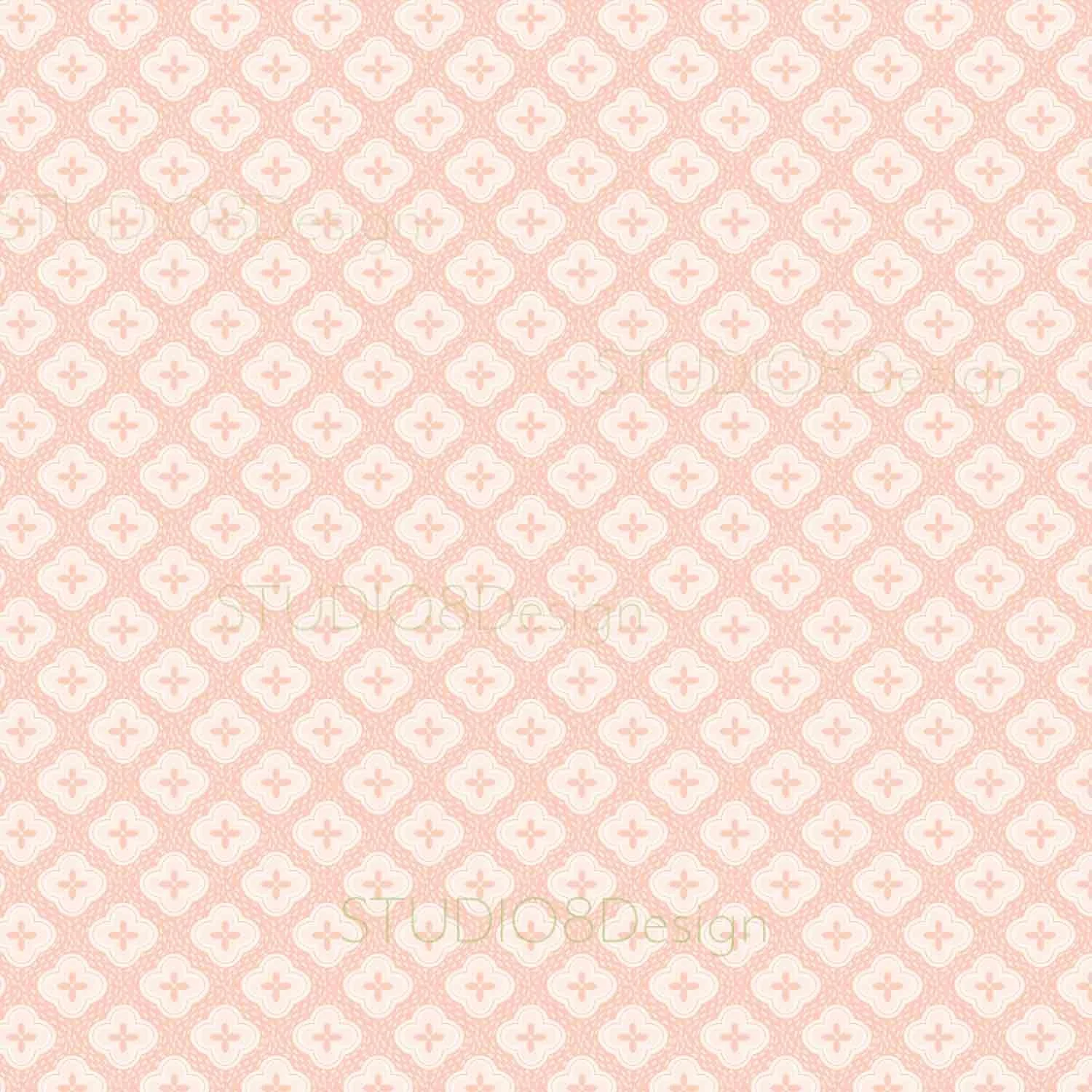 Vintage floral geometric pattern with light beige and pink hues