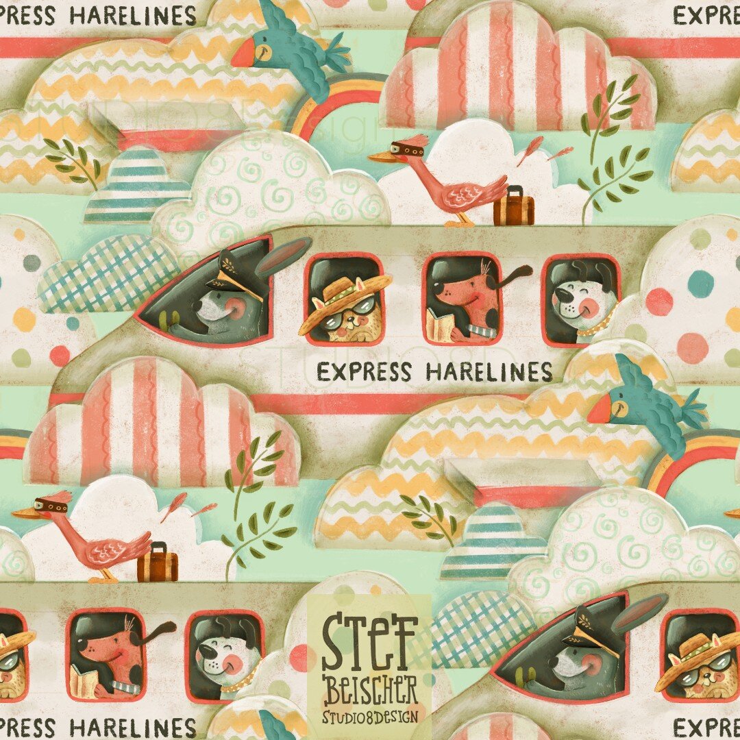 I sooo want to be on this flight. I don't know where they are going but I want to go with lol! &quot;Now Boarding&quot; is available on @spoonflower and part of the next #spoonflowerchallenge . Full collection following! Available for license.

#spoo