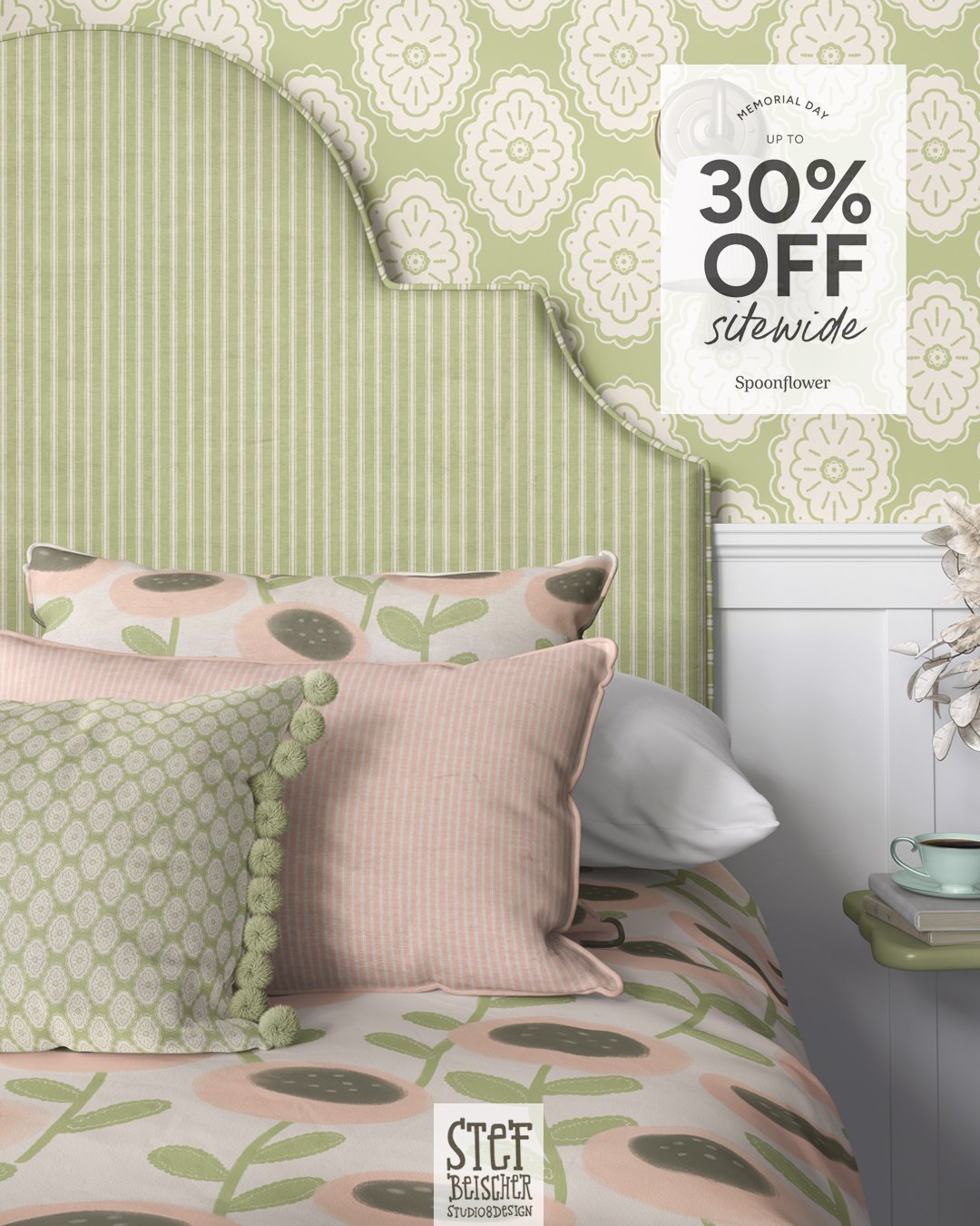 Summer just started but it's not to early to think about dorm room d&eacute;cor! My daughter already has so many things purchased for her apartment! @Spoonflower is running a 30% off sale site wide this weekend! Head to my shop and explore my college