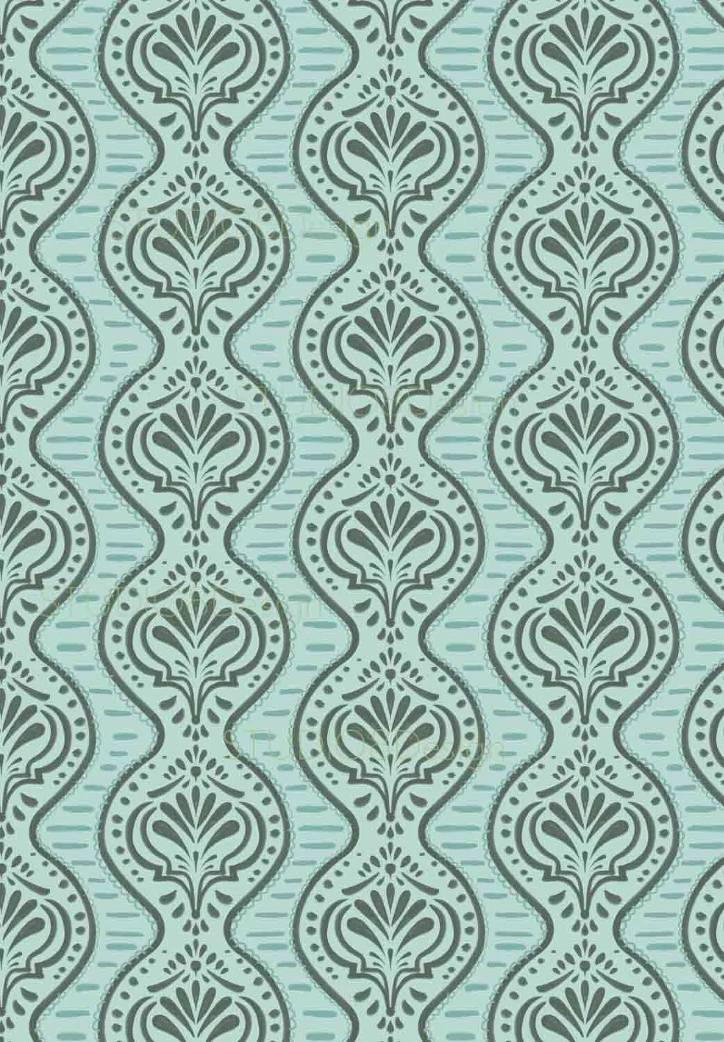 Damask hand painted illustrated pattern by Stephanie Beischer