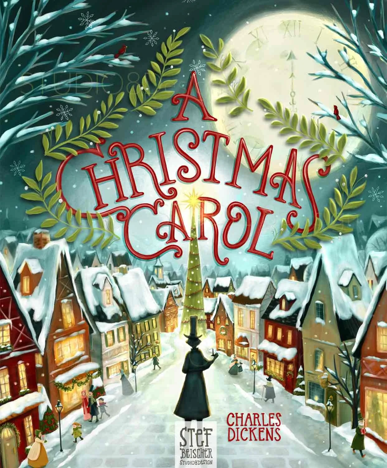 A Christmas Carol book cover by children's book illustrator Stephanie Beischer