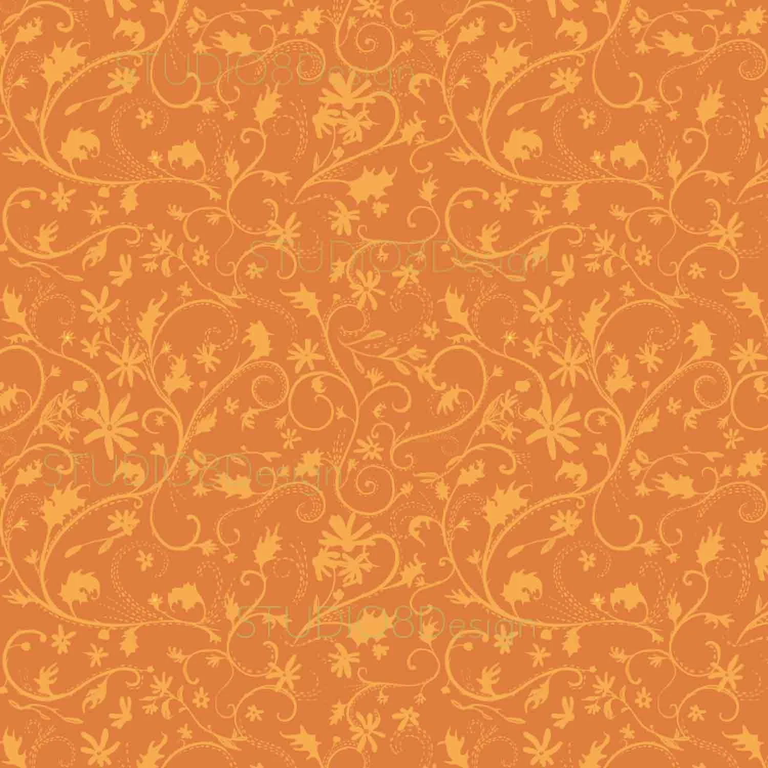 Swirling Halloween themed branches are featured in this surface design pattern by Stephanie Beischer