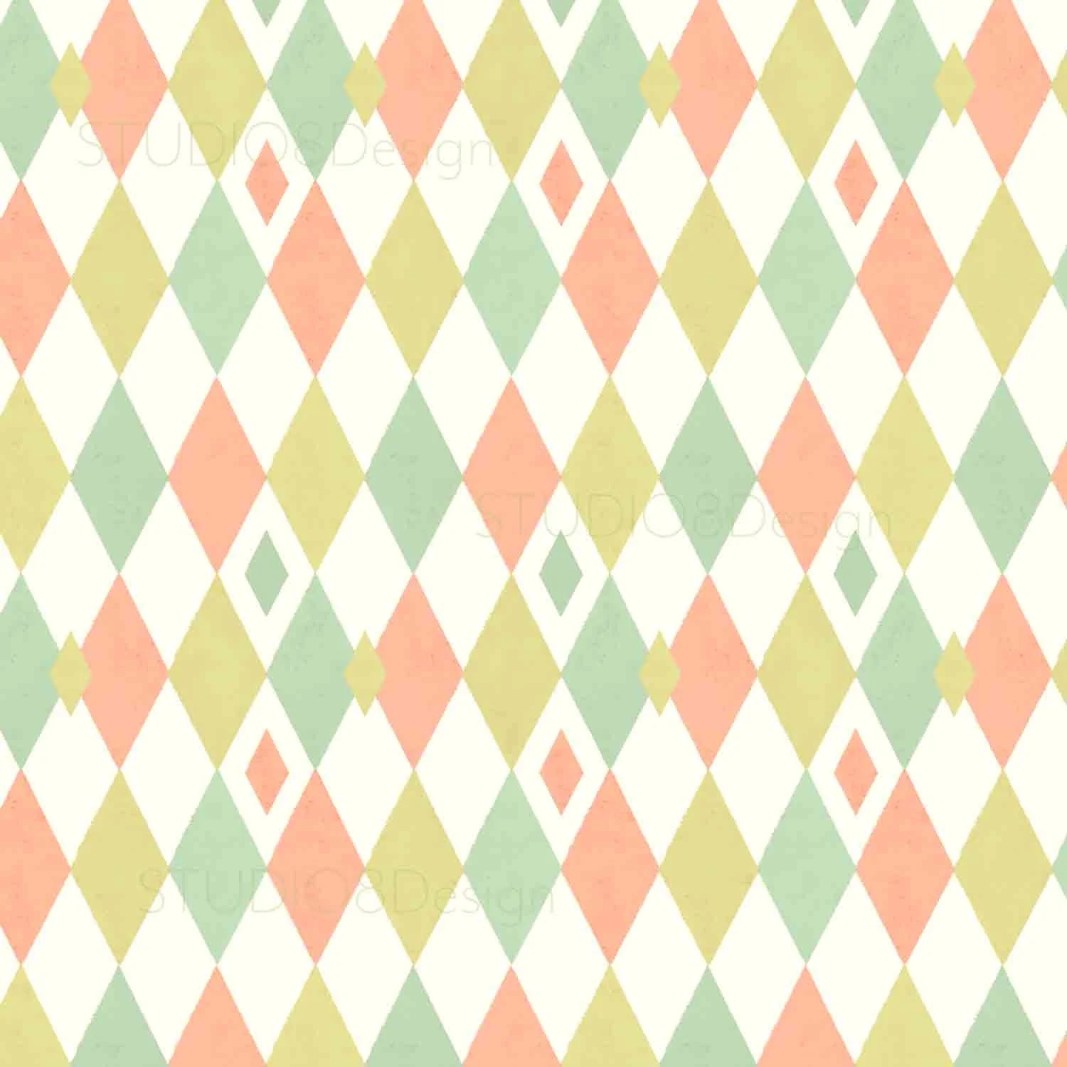 Pastel geometric diamond multi color surface pattern design by Stephanie Beischer