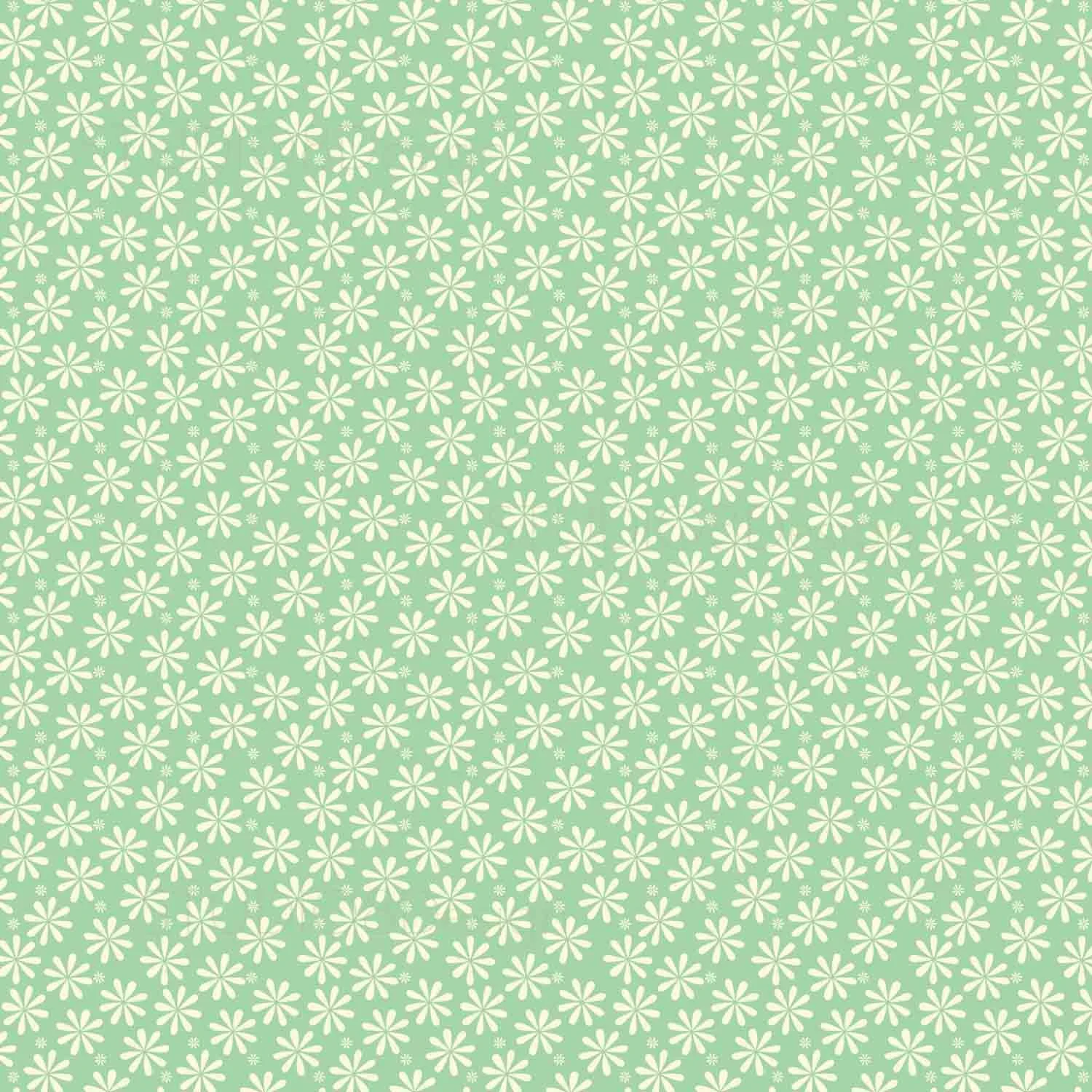 Floral surface pattern illustration by Stephanie Beischer featuring white daises on a blue green background