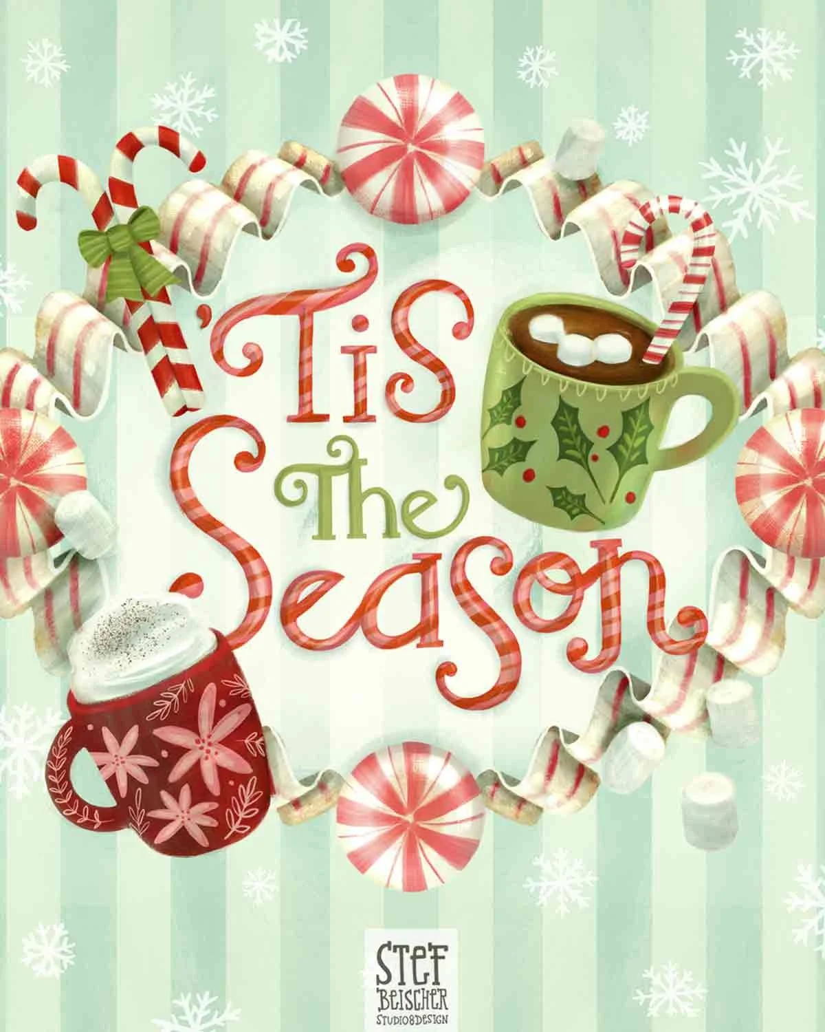 'Tis the Season holiday illustration by Stephanie Beischer