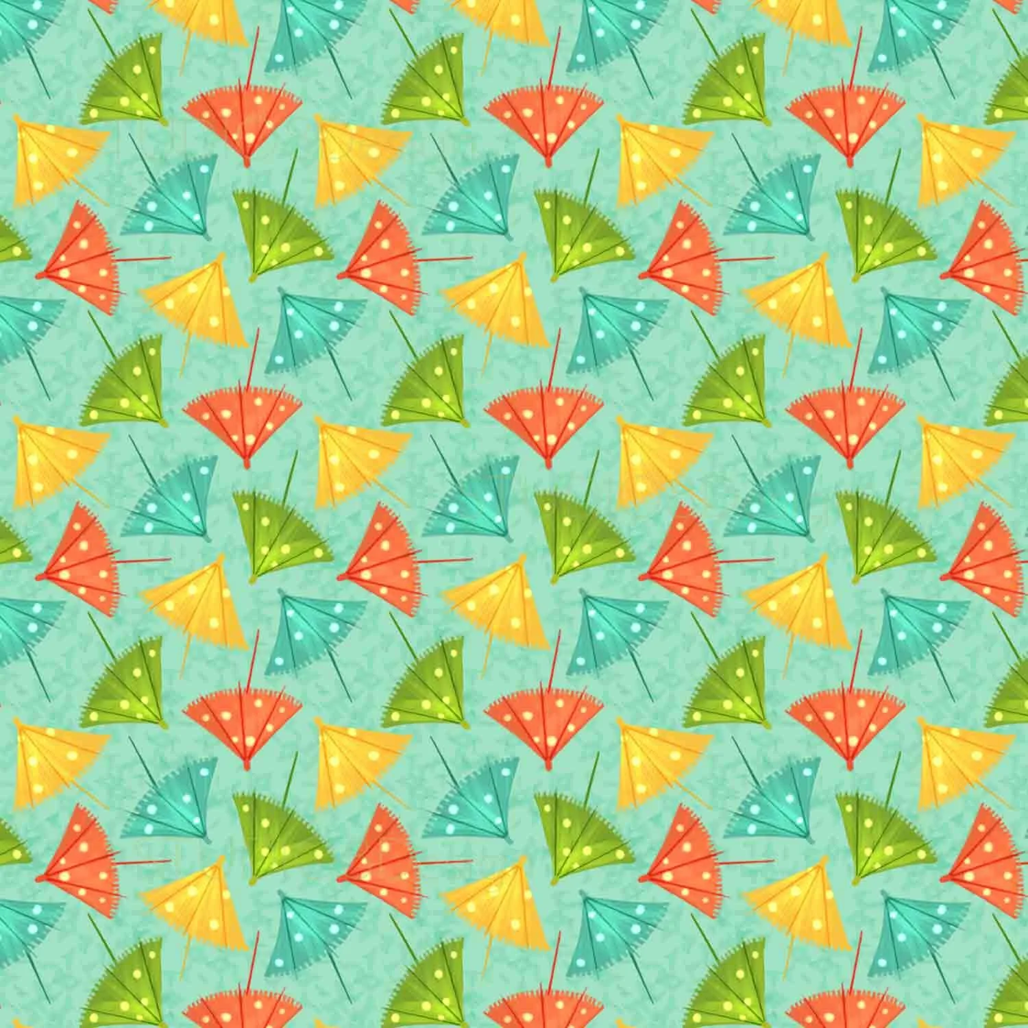 Surface pattern illustration by Stephanie Beischer featuring multi color cocktail umbrellas