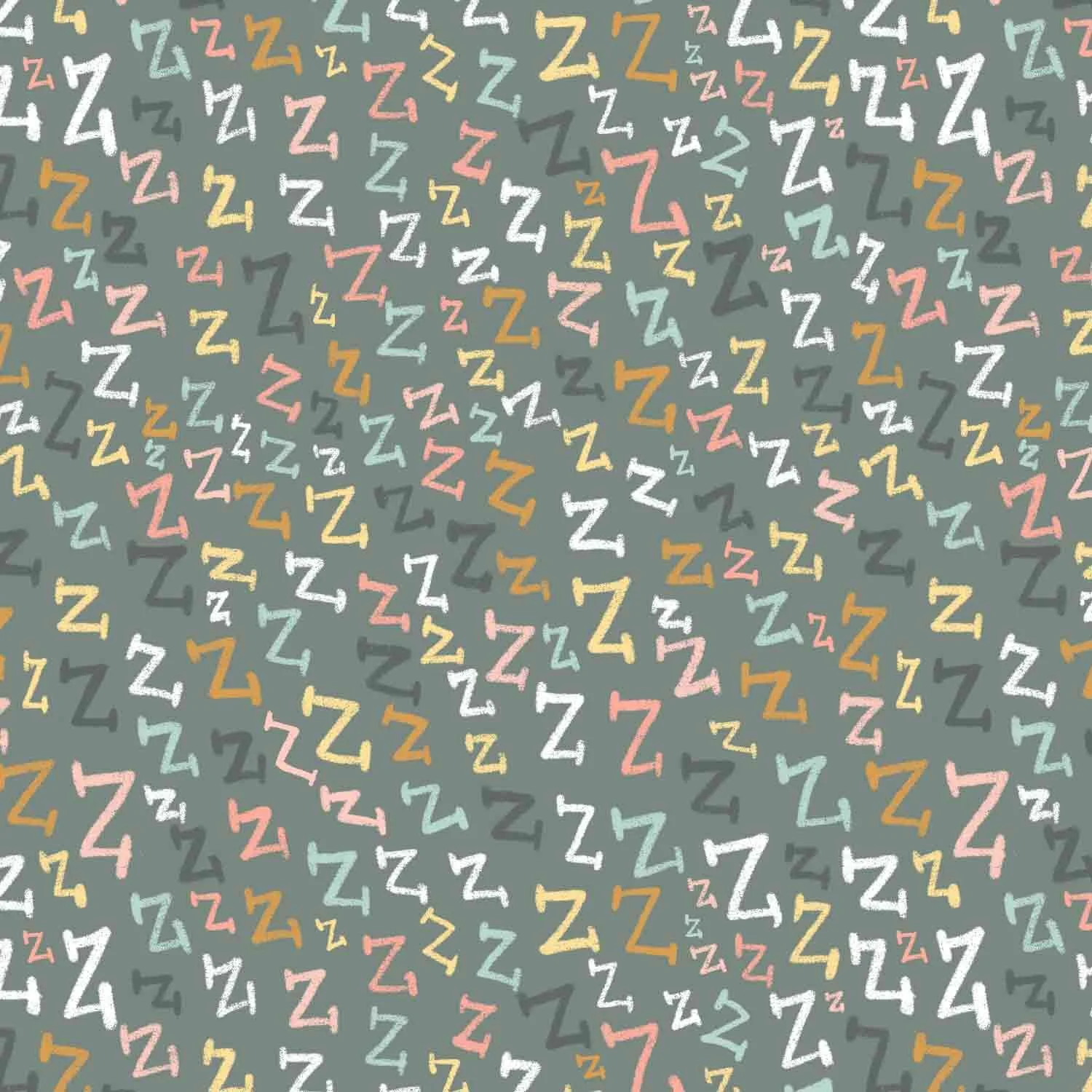 Children's surface pattern illustration featuring multi colored zzzzsss by Stephanie Beischer.