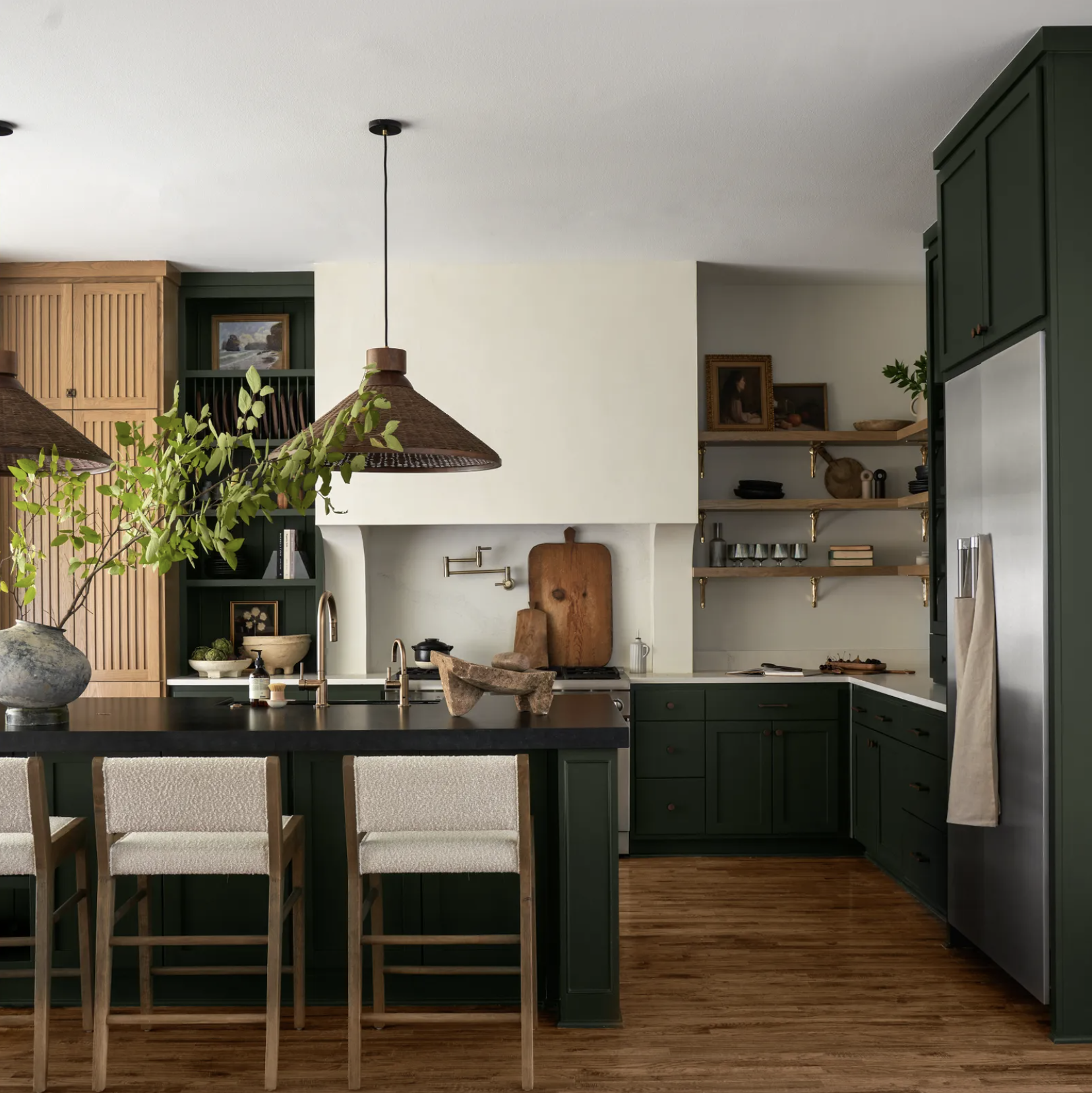 A Dallas Kitchen’s “Fun and Easy” Transformation Pairs Green and Wood Perfectly