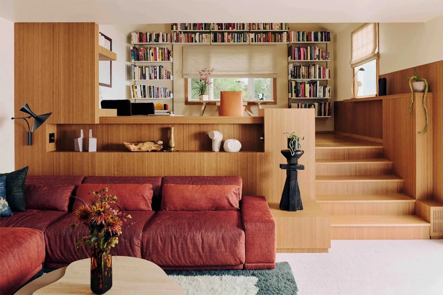 Before &amp; After: Shifting the Stairs Upgraded the View and the Vibe in This Sunken Den