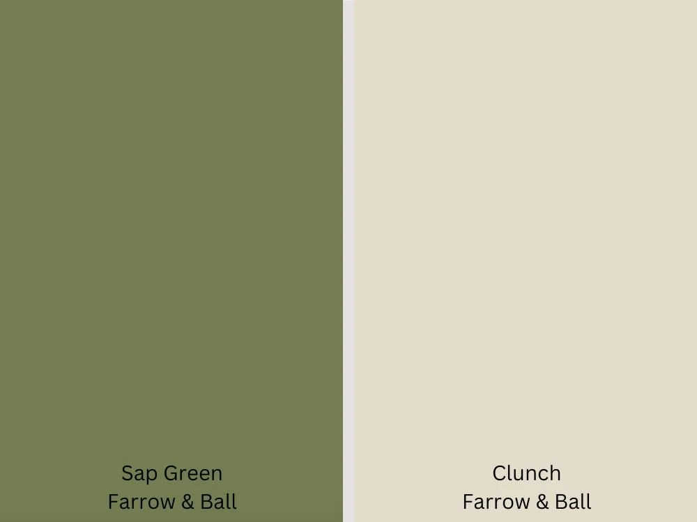 paint swatches for sap green and clunch.