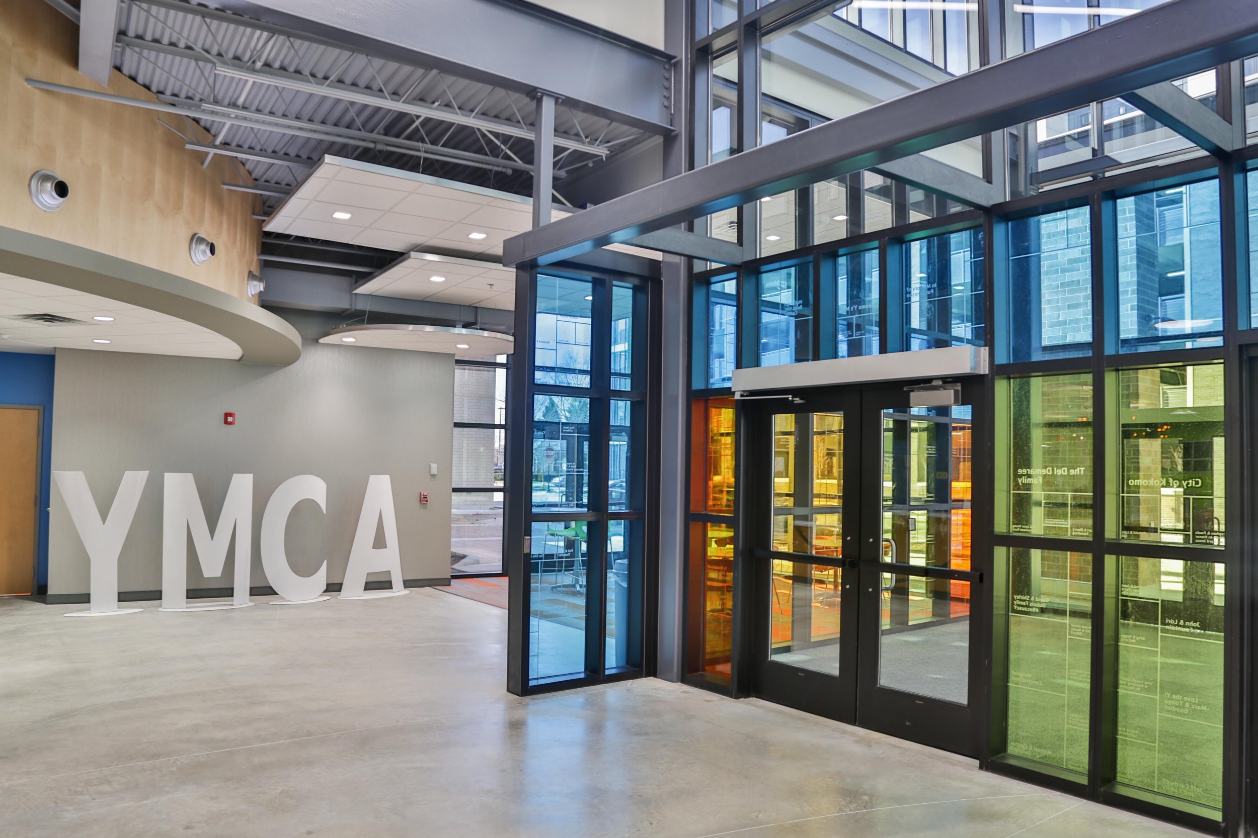 Entry, Donor Recognition in Glass, Kokomo YMCA