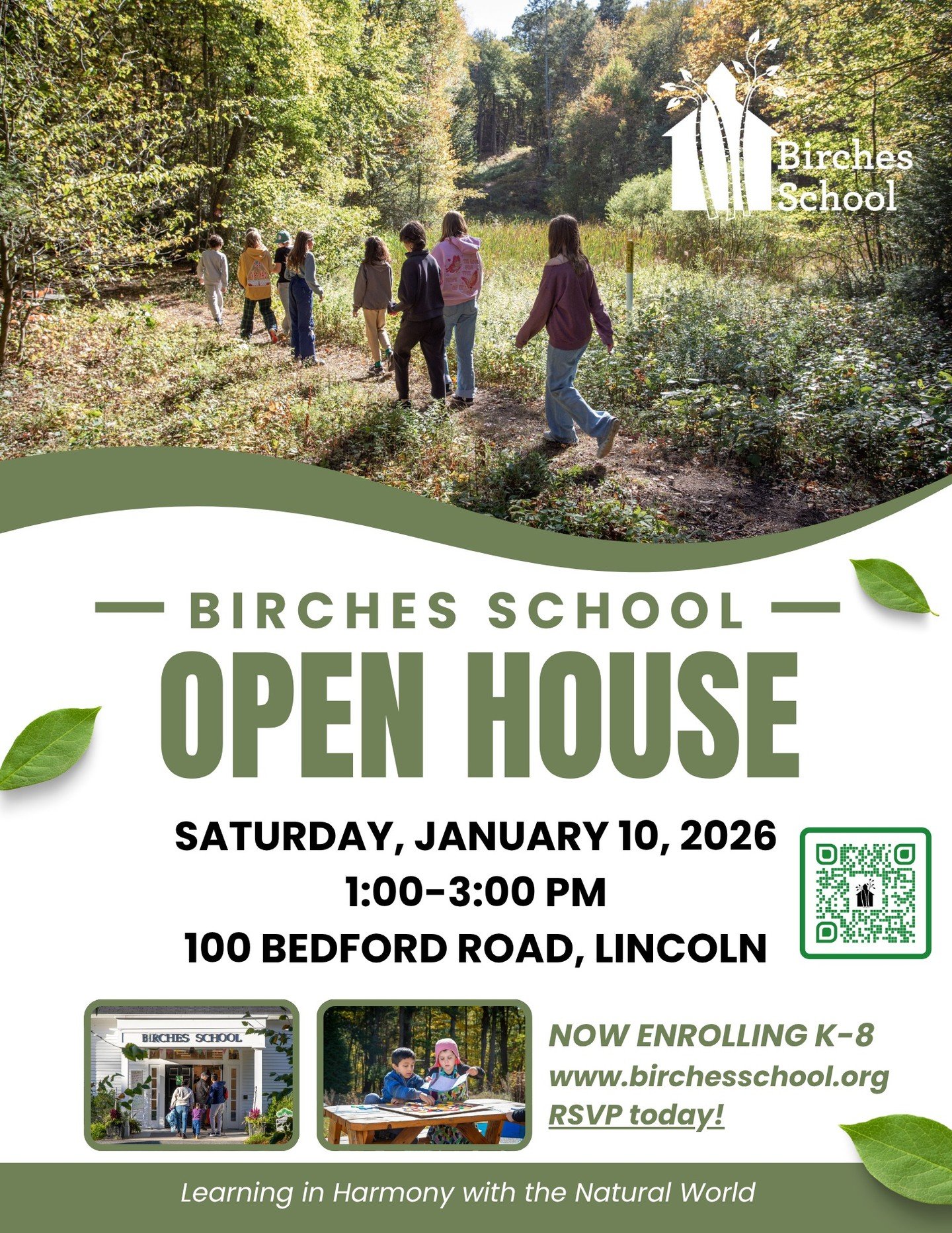 Join us at our Winter Open House, January 10 from 1:00-3:00. We can't wait to share our community with you! www.birchesschool.org #natureschool #middleschool #elementaryschool #lincolnma