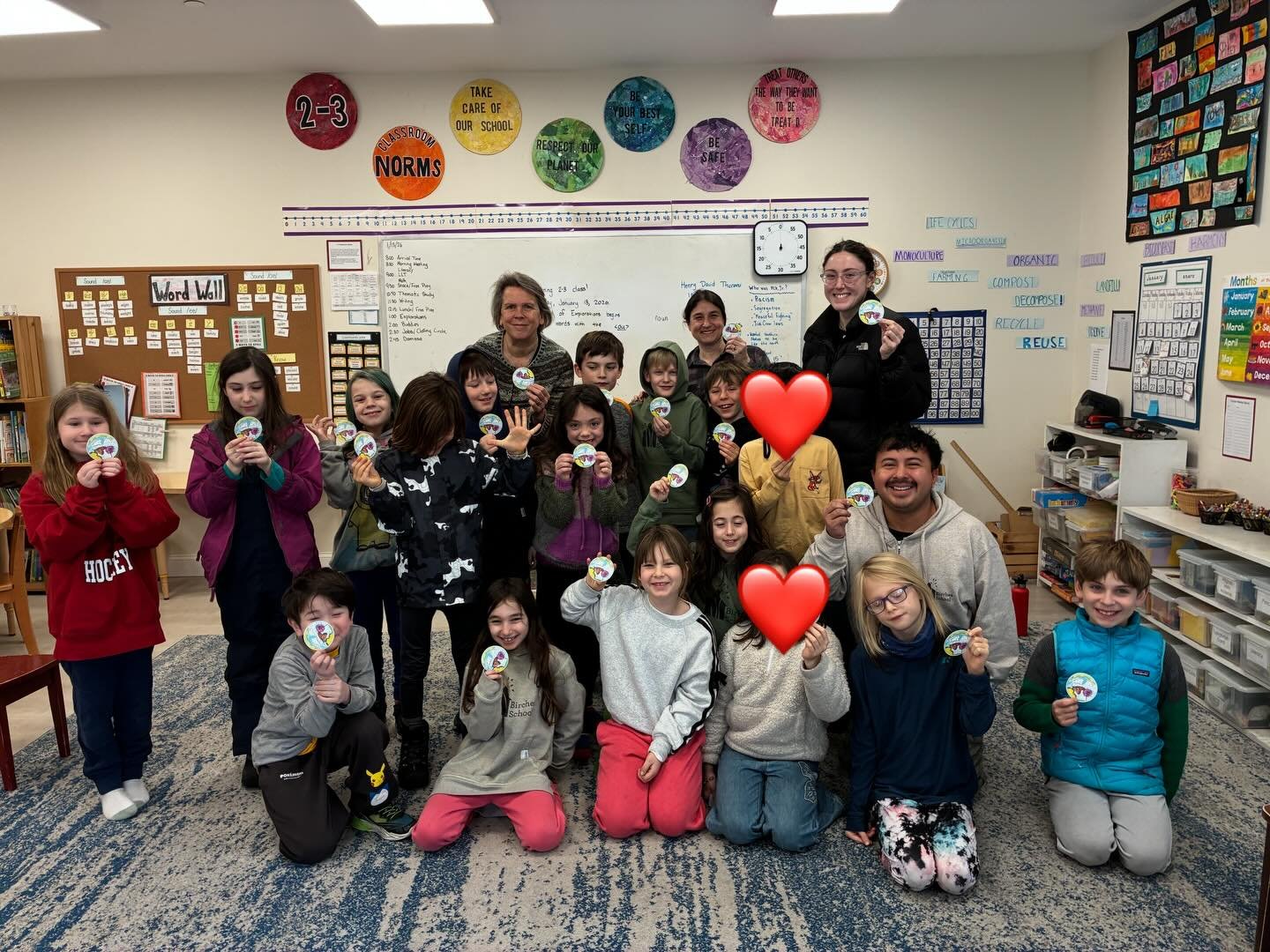 The 2-3 class had a visitor from the Lincoln Land Conservation Trust today to share a Birches student&rsquo;s winning sticker from their contest celebrating Lincoln&rsquo;s natural spaces! The whole class was proud to participate and support LLCTs mi