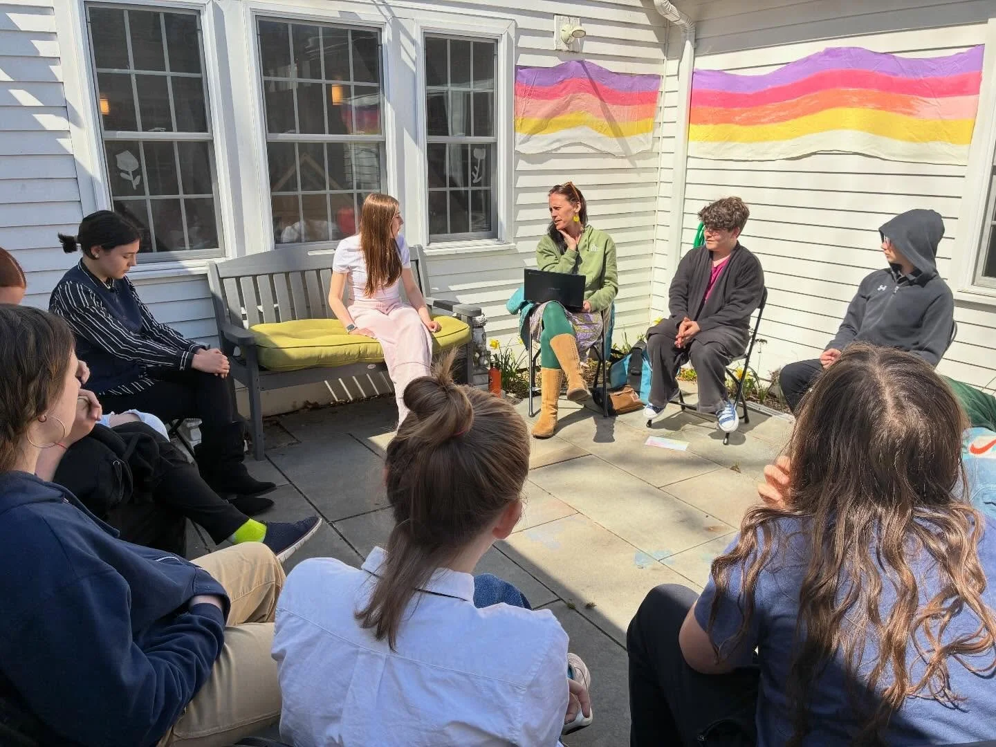 Birches&rsquo; graduate, Anabelle Walker, a 9th grader at Lincoln- Sudbury High School, came to campus today to speak with the 7th and 8th graders about the transition to high school. Our alumni generously join wellness classes every spring to share 