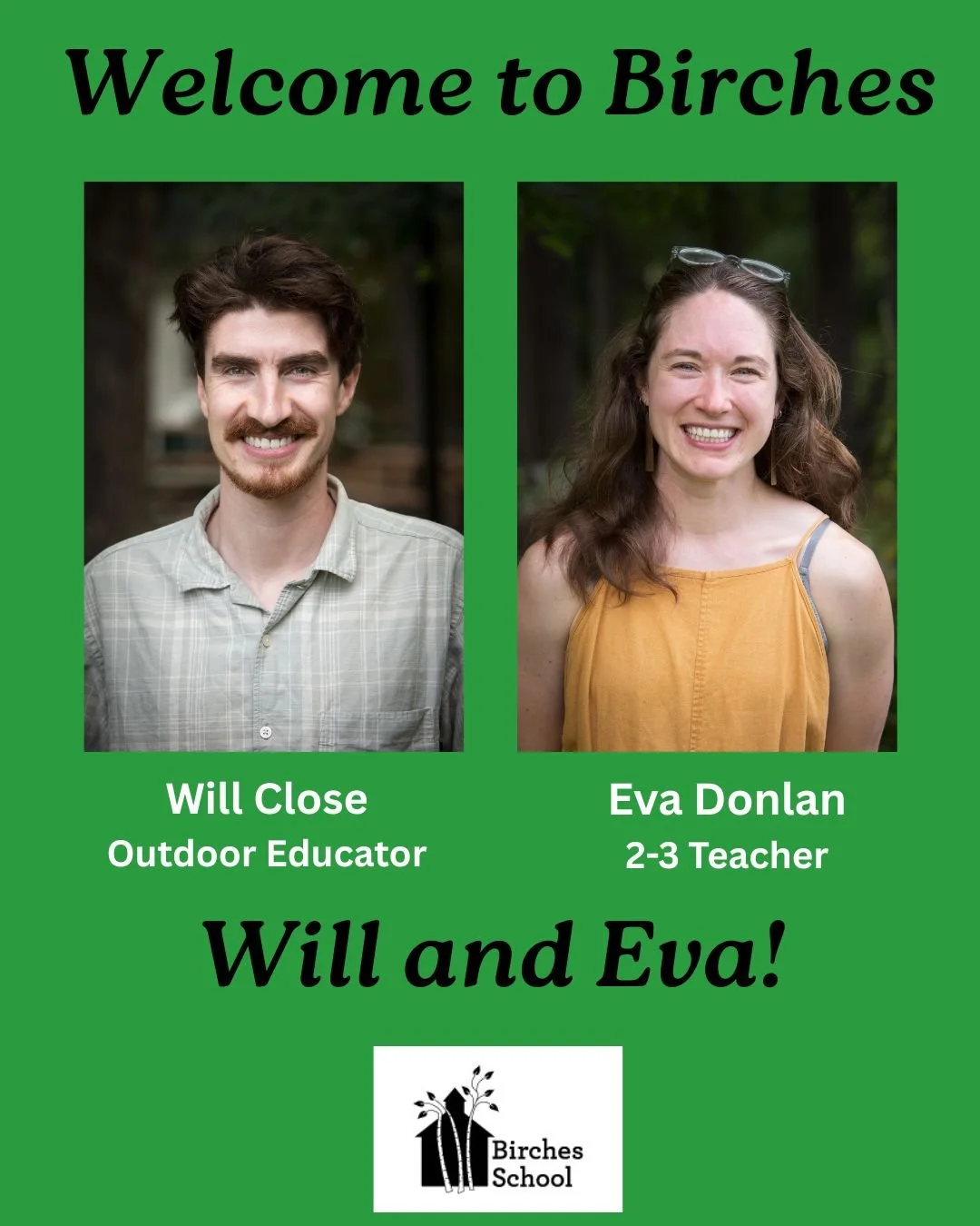 We are delighted to welcome two new colleagues to the Birches team this fall. Join us in giving a warm welcome to Eva and Will! Find out more about who we are at Birches by visiting www.birchesschool.org/directory 🌿#lincolnma #natureschool #children