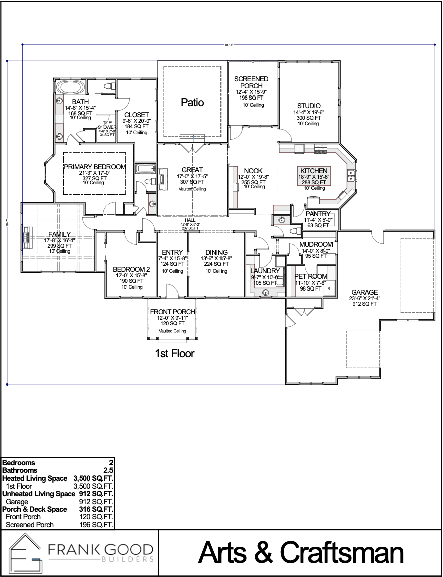 Arts and Craftsman floor plan