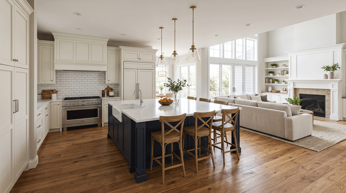 an open-concept great room