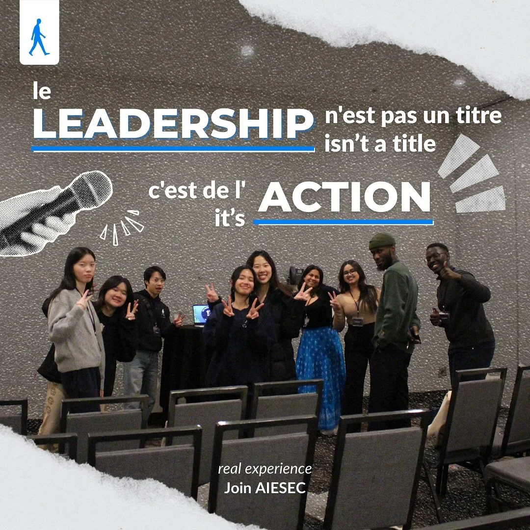 🌟 Le leadership commence ici.
Avec AIESEC, tu n&rsquo;attends pas d&rsquo;&ecirc;tre leader un jour &mdash; tu le deviens d&egrave;s aujourd&rsquo;hui. 🚀
Rel&egrave;ve des d&eacute;fis, dirige des &eacute;quipes et deviens la personne qui cr&eacute