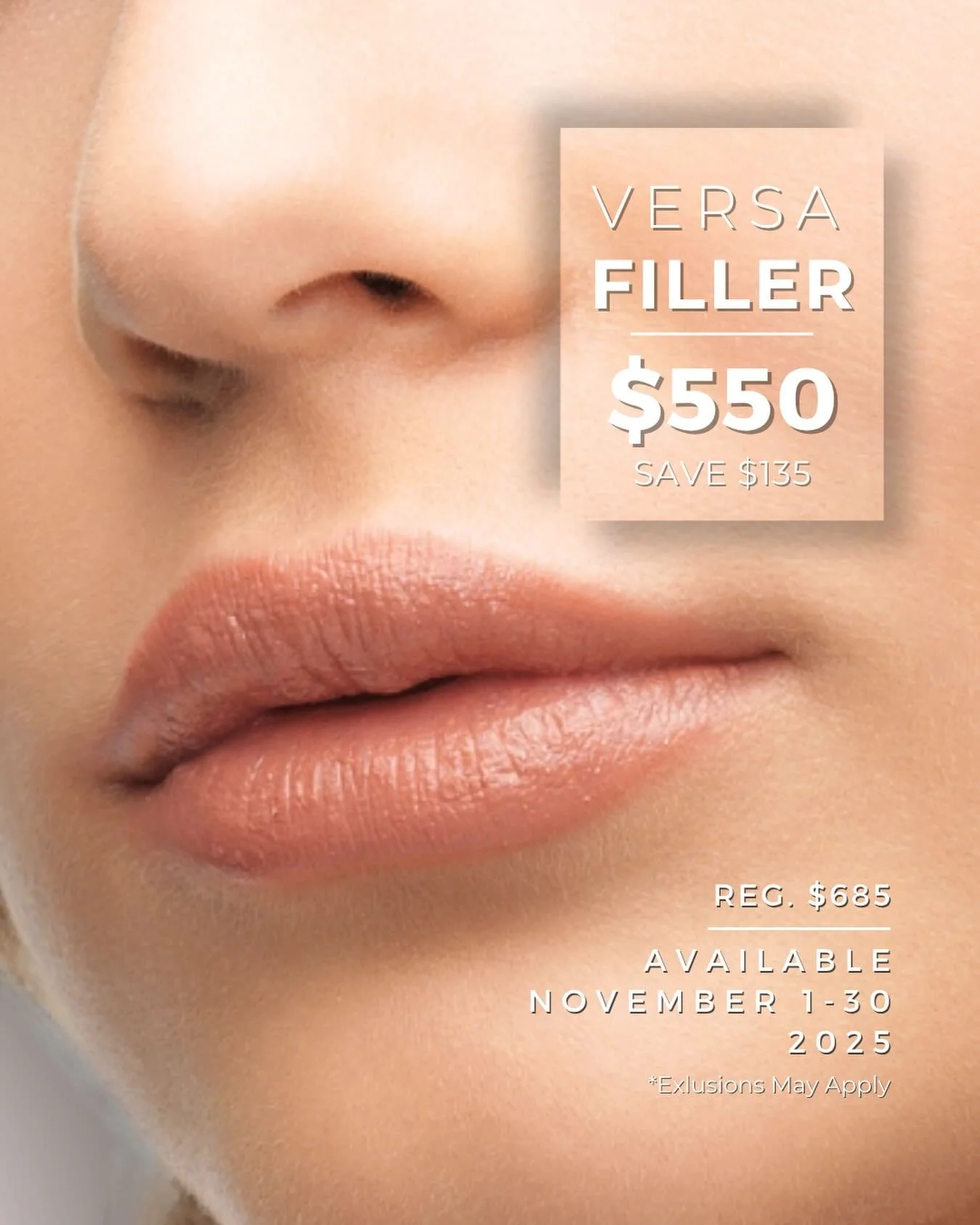 Our November filler special is ending SOON! Versa filler is $550 (reg. $685) through Nov. 30, and you can purchase now and use it later.
If you&rsquo;ve been thinking about restoring volume, enhancing your features, or planning a winter refresh, now 