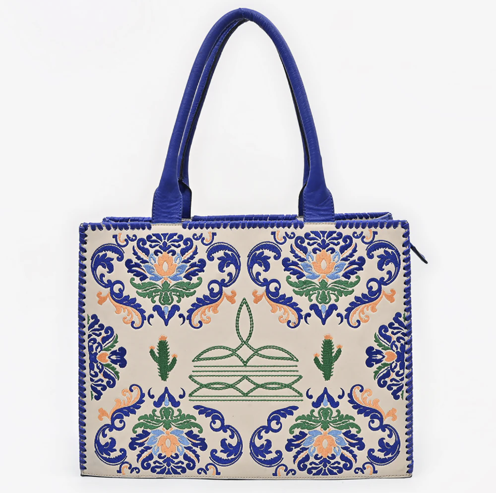 Embroidered Leather Tote
