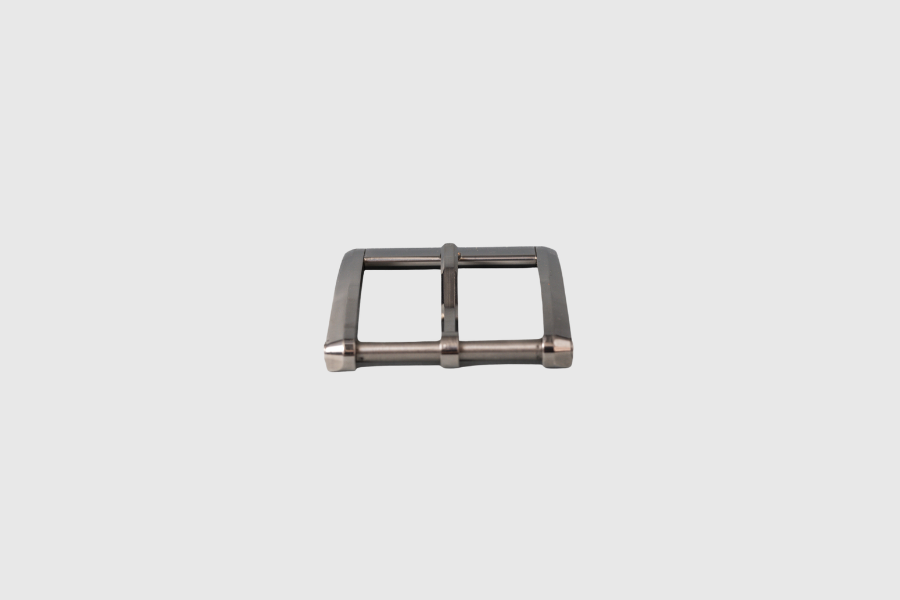 Xcentric Fab Co's polished silver milled belt buckle