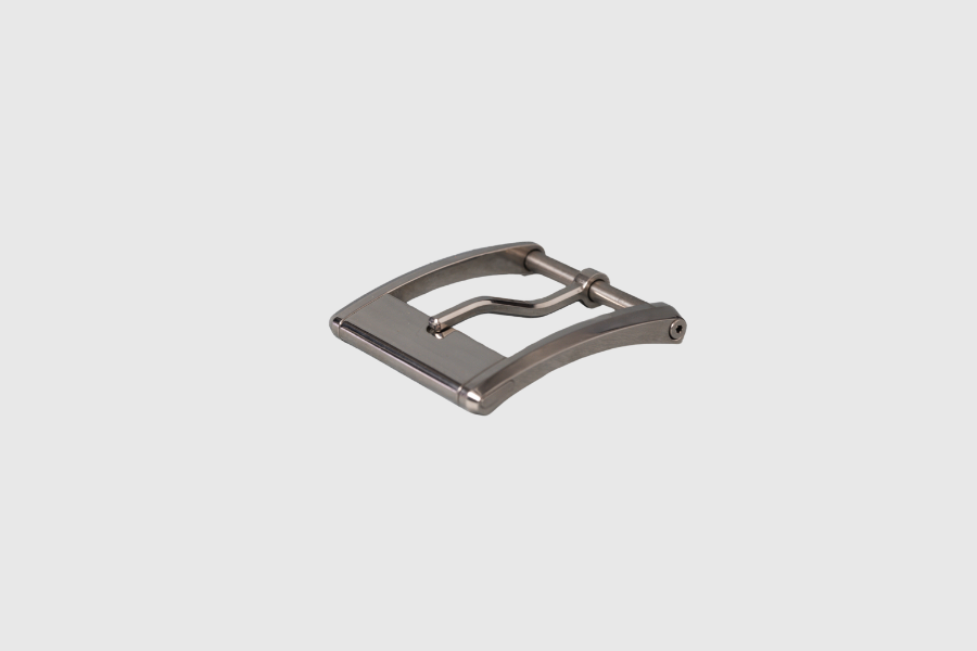 Xcentric Fab Co's polished silver milled belt buckle