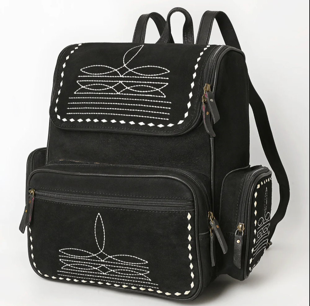 Boot Stitch Suede Backpack
