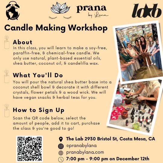 THURSDAY, DEC 7 - DIY SOY CANDLE MAKING WORKSHOP WITH ESSENTIAL