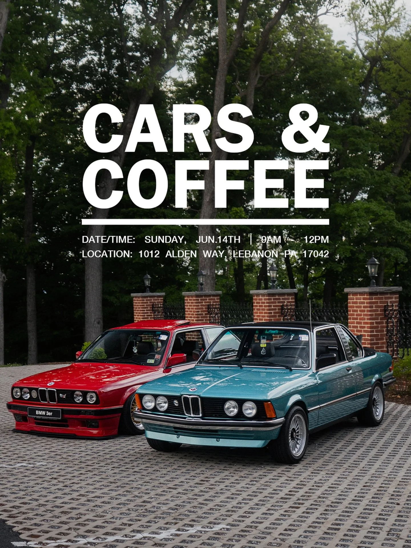 Join Spangler&rsquo;s Auto for the season opener of Cars &amp; Coffee at the stunning Alden Villa on Sunday 14th of June.

SPECIAL GUEST - BMW CCA NITTANY BIMMERS CHAPTER

Free to enter. Enjoy coffee and light refreshments available from Alden Villa.