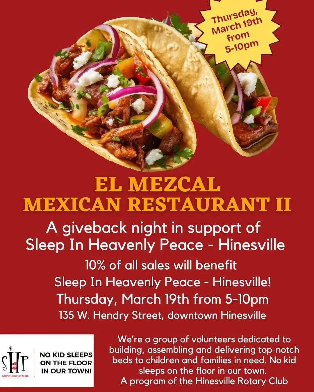 March 19 - Giveback Night for Sleep in Heavenly Peace