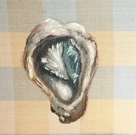 Eat, 4x4", oil on silk
