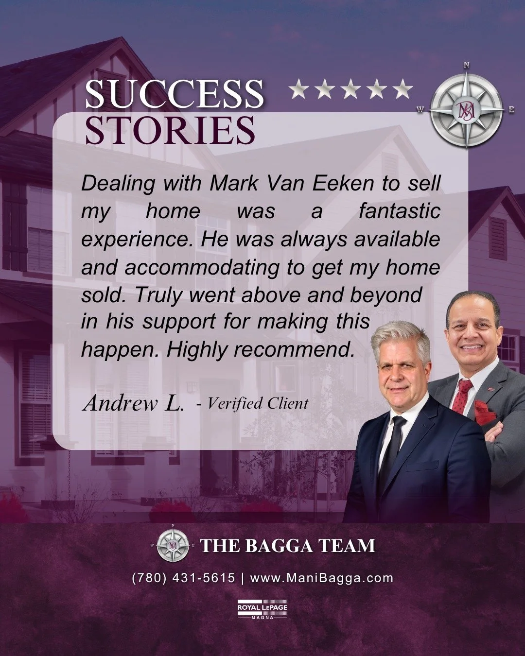 🌟 Client Testimonial Spotlight! 🌟

A big shoutout to Mark Van Eeken for going above and beyond to deliver an incredible real estate experience! 🙌 Always available, accommodating, and dedicated, Mark made sure his client felt supported every step o