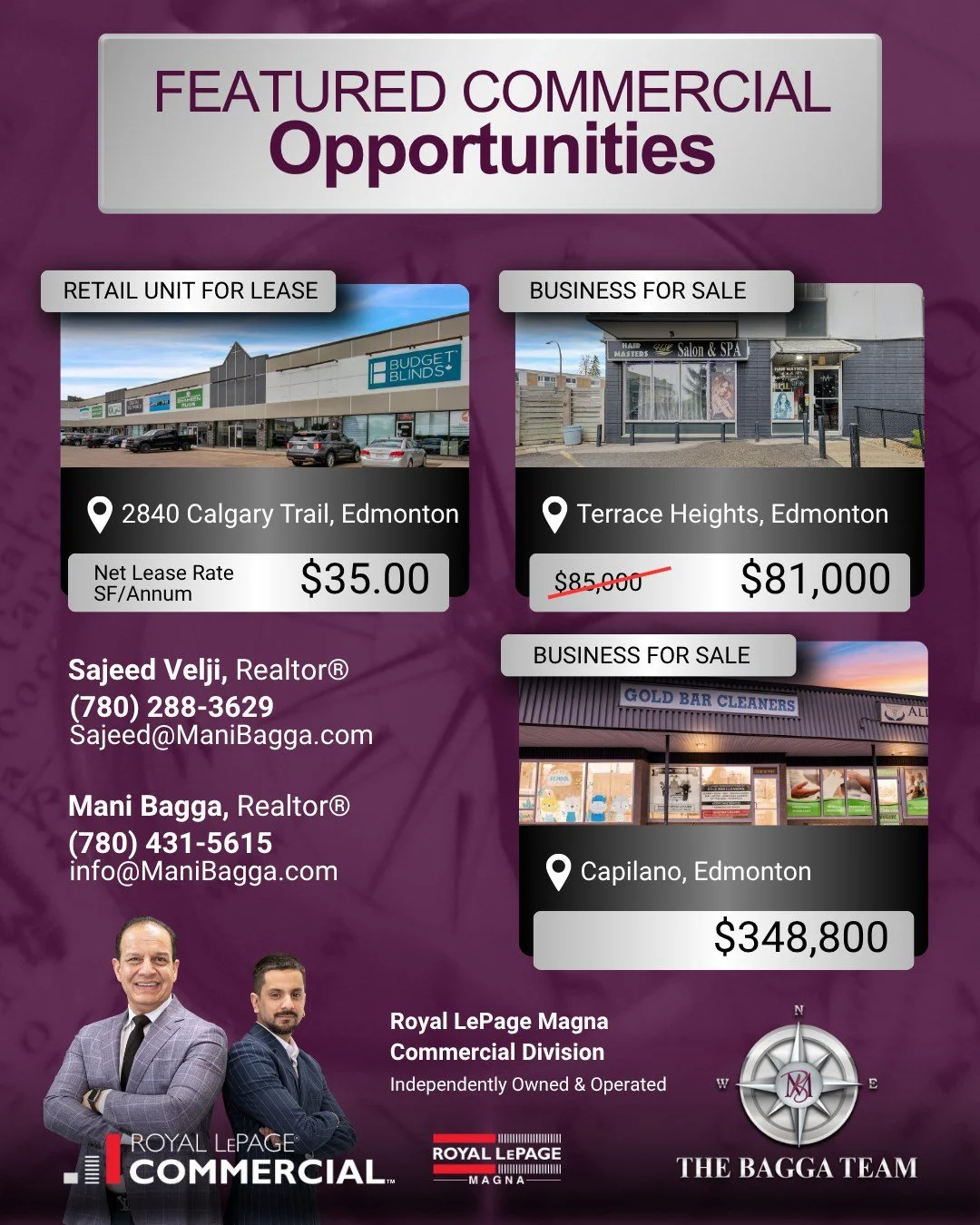🚨 FEATURED COMMERCIAL OPPORTUNITIES 🏢✨

📍 Terrace Heights, Edmonton
💼 Hair Masters Salon &amp; Spa�
✨ Property Highlights:
✅ Well-established, profitable salon &amp; spa with loyal clientele
✅ Fully equipped salon stations, spa rooms &amp; shampo